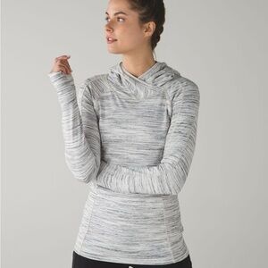 Lululemon Think Fast Hoodie in the Space Dye White Multi/Silver Spoon